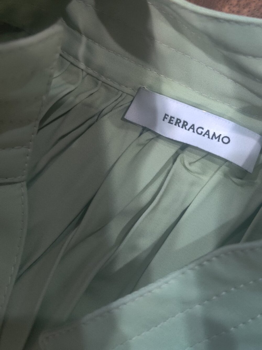 Salvatore Ferragamo Light Green Pleated Silk Blouse - Picture 3 of 3